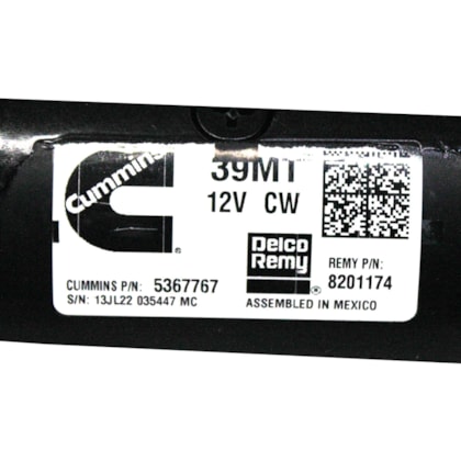 CUMMINS | 5367767 | MOTOR PARTIDA 12V 39MT MOTOR CUMMINS (PINHAO/BENDIX 12 DENTES) (TRABALHA SEM MANCAL/FOCINHO) (DELCO REMY 8201174)