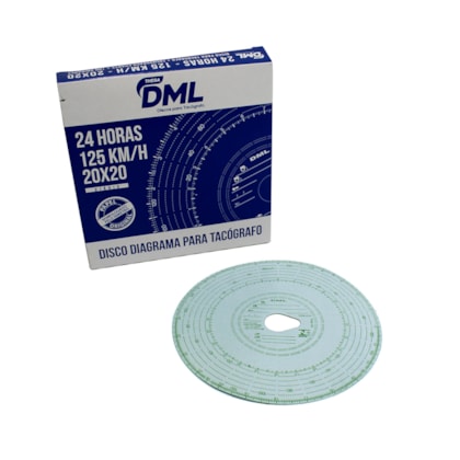 DML DISCOS TACOGRAFOS | DML002 | DISCO TACOGRAFO DIARIO 24H 125KM/H PAPEL (CX FECHADA C/60)