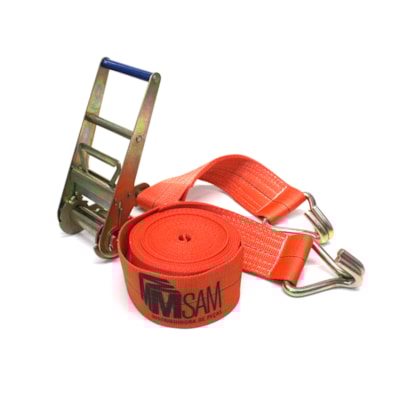 FITACABO | 8139 | KIT CATRACA MOVEL COM CINTA PARA AMARRACAO DE CARGA 10 TONELADAS (50MM X 9 METROS) (SISTEMA J) (COR LARANJA)