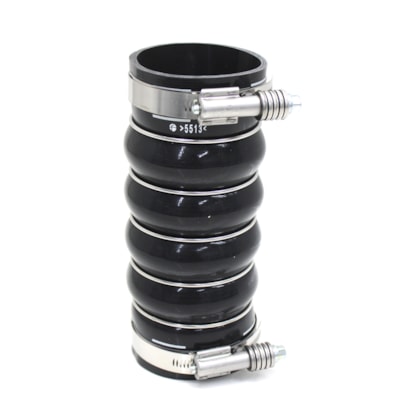 FLEXFAB | A6965007175 | MANGUEIRA INTERCOOLER 80X85X220MM MB 1618/1620/1621 MOTOR OM366LA PRETA 5 ANEIS C/ ABRACADEIRA (LADO FRIO)