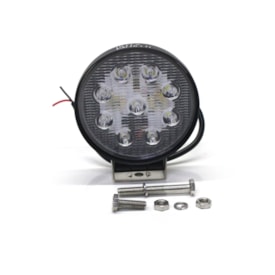 HELLA | HL1GA357119011 | FAROL REDONDO 9 LEDS MULTIVOLT 27W 1000 LUMENS IP67 (COM SUPORTE PARA FIXACAO) (PARA ADAPTACAO USO UNIVERSAL)