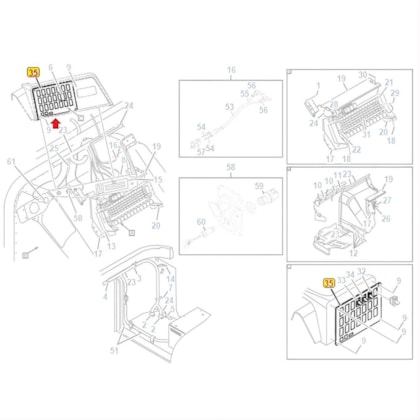 INTERNATIONAL | 3570345C2 | MOLDURA/PLACA  PAINEL BOTOES INTERNATIONAL 9800 6X2 EURO
