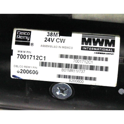 MWM | 7001712C1E | MOTOR PARTIDA 24V 6KW 38MT FORD | VW CONSTELLATION/WORKER (PINHAO/BENDIX 12 DENTES 44MM) (MONTADO SEM MANCAL/FOCINHO) DELCOREMY 8200600
