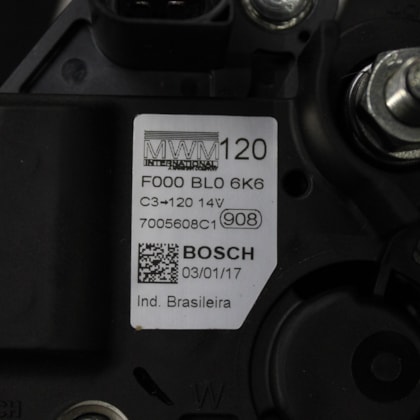 MWM | 7005608C1 | ALTERNADOR 14V/120A COM POLIA 8PK AGRALE A5/A6 MOTOR MWM X10 (3 FUROS FIXACAO)