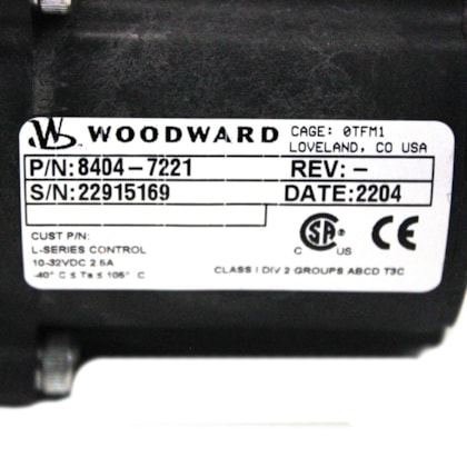 MWM | 970000165304 | REGULADOR DE VELOCIDADE L-SERIES ITB, 43MM, POS CTRL, DFLT 8404-7221 WOODWARD