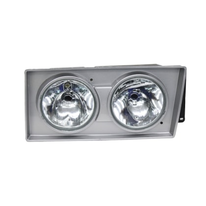 ORGUS | FW120LE | FAROL DUPLO REDONDO LE VW WORKER (2000 A 2002) (LAMPADA H1) (COM ARO E CARCACA PRATA)(VIDRO)