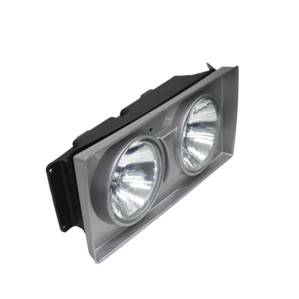 ORGUS | FW120LE | FAROL DUPLO REDONDO LE VW WORKER (2000 A 2002) (LAMPADA H1) (COM ARO E CARCACA PRATA)(VIDRO)