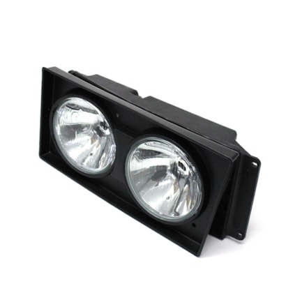ORGUS | FW131LE | FAROL DUPLO REDONDO LE VW WORKER (2003 A 12/2006) (LAMPADA H1) (COM ARO E CARCACA PRETA)(VIDRO)