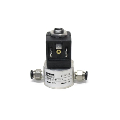 PARKER VALVULAS | 7600331TF | VALVULA SOLENOIDE 24V 3/2 VIAS (COM CONEXOES PARA TUBO 1/4) SISTEMA ABERTURA PORTA ONIBUS INDUSCAR