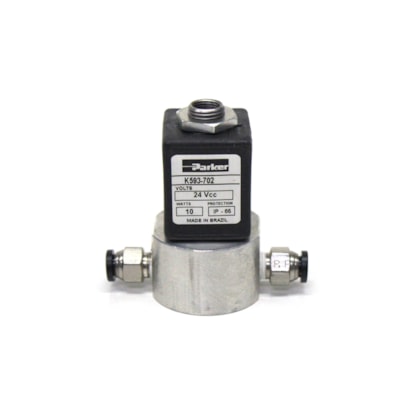 PARKER VALVULAS | 7600331TF | VALVULA SOLENOIDE 24V 3/2 VIAS (COM CONEXOES PARA TUBO 1/4) SISTEMA ABERTURA PORTA ONIBUS INDUSCAR