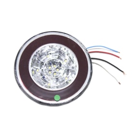 PRADOLUX | PL08180067 | LANTERNA REDONDA LED BIVOLT 12V/24V SETA/FREIO/LUZ RE CARRETA/IMPLEMENTO (140MM) (COR VERMELHO/CRISTAL)