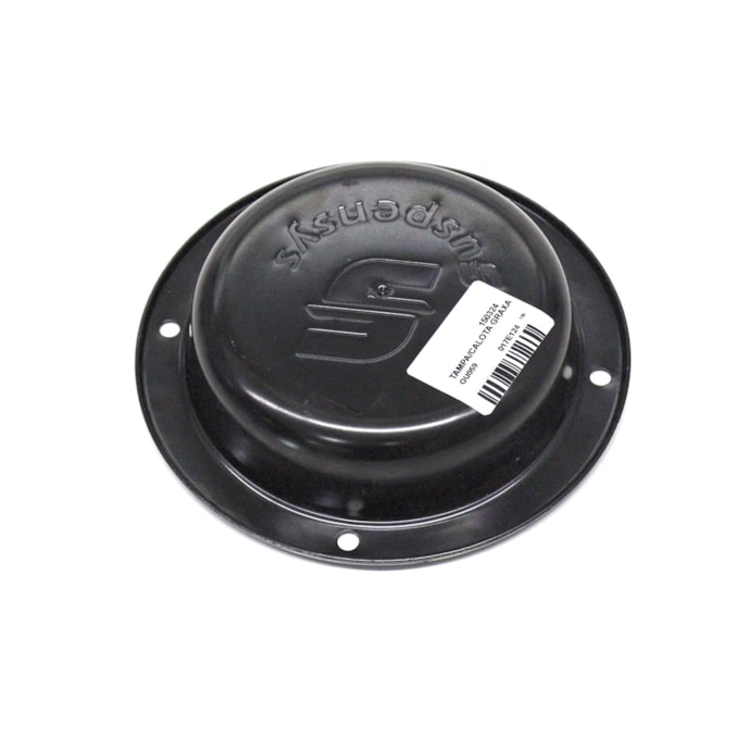 SUSPENSYS | OU059 | TAMPA/CALOTA GRAXA 4F CUBO 9090 EIXO TANDEN E CARRETA/TRUCK RANDON/SUSPENSYS/FACCHINI (205MM - CENTRO A CENTRO DE FURO 183MM - ALTURA 54MM) (COM LOGOMARCA SUSPENSYS)-ad74d542-bcf2-4daf-92f5-73842aad95b9