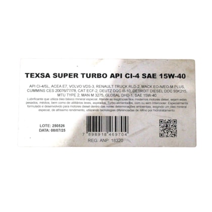 TEXSA | 014219 | OLEO MOTOR 15W40 CI4 TEXSA 200L