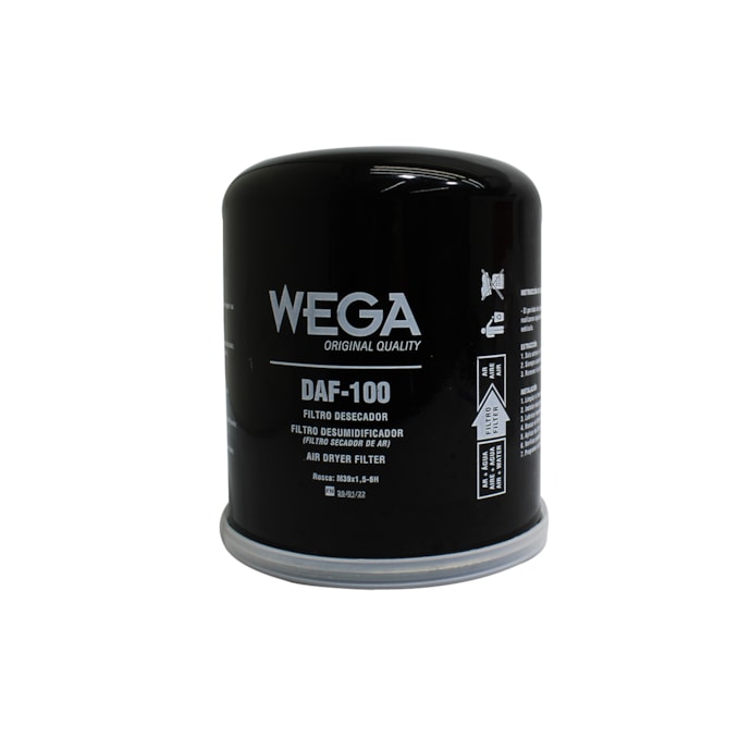 WEGA FILTROS | DAF100 | FILTRO SECADOR AR APU AGRALE/VW/FORD/MB/VOLVO/SCANIA SERIE 3 (ROSCA M39X1,5) (PRETO MODELO STD)-5d307530-85a5-409b-867b-76935f675435
